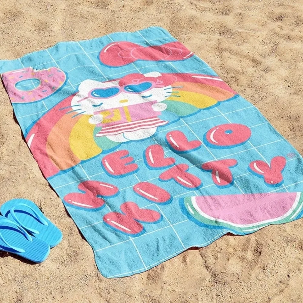 Hello Kitty Rainbow and Donuts Beach Towel